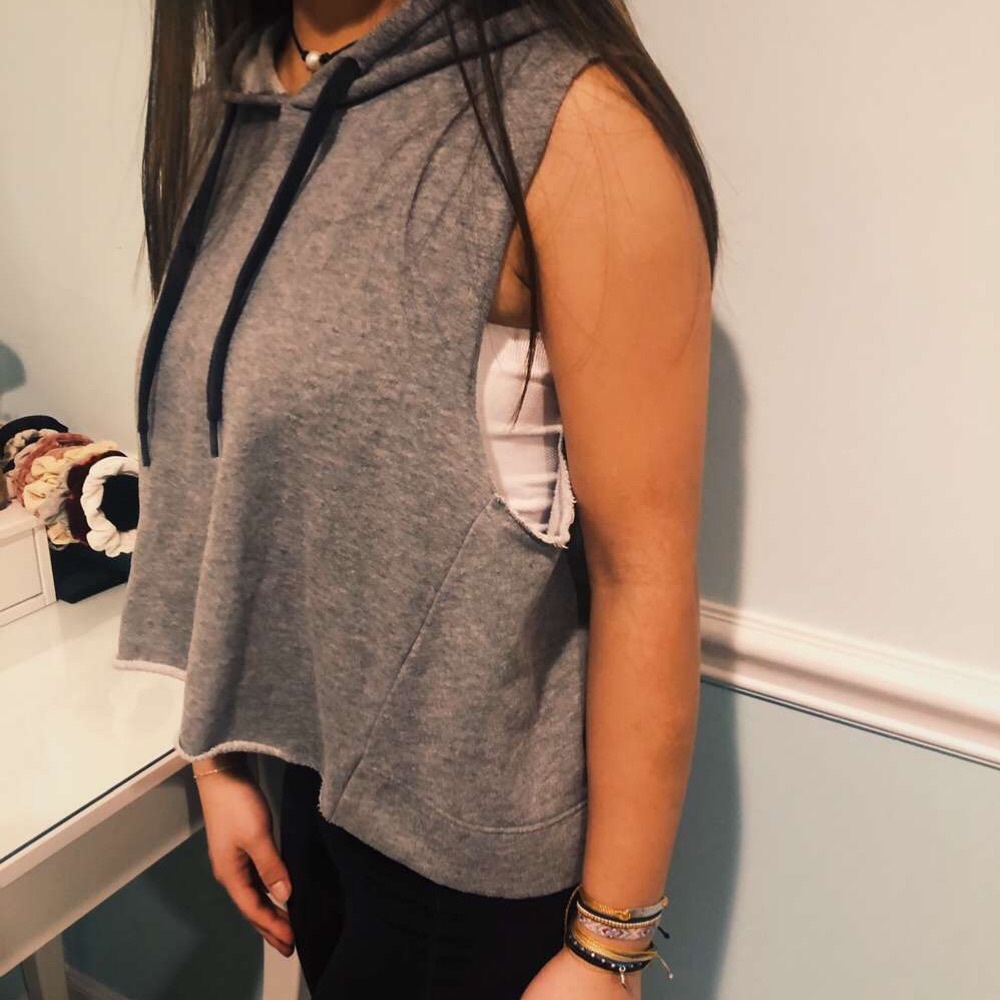 Grey Workout Sleeveless Hoodie